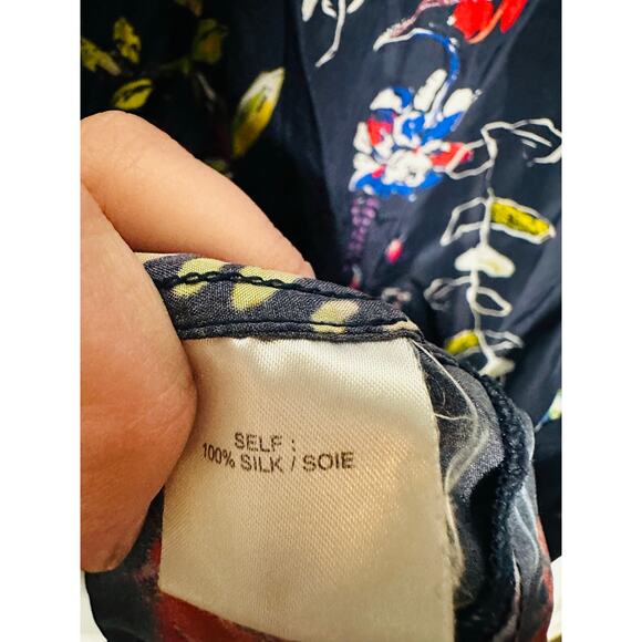 TANYA TAYLOR Navy Printed Floral Button Up Collared Aliciana Shirt Dress Size 14 - Picture 10 of 13